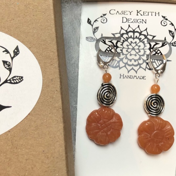 Floral Silver Spiral Earrings - Picture 8 of 8